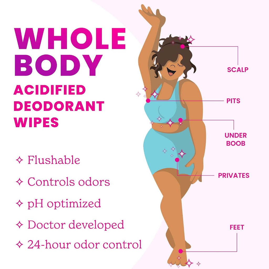 Lume Acidified Deodorant Wipes - 24 Hour Odor Control - Whole Body Deodorant Wipes - Aluminum Free. Baking Soda Free. Skin Loving - Flushable - 15 Count - 3 Pack (Soft Powder)