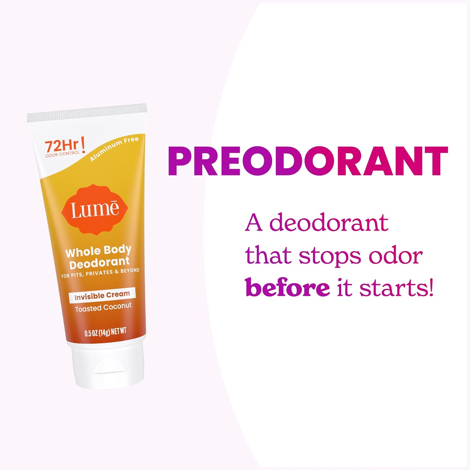 Lume Whole Body Deodorant 5 Pack Sampler - Invisible Cream Minis - 72 Hour Odor Control - Aluminum & Baking Soda Free (Clean Tangerine. Lavender Sage. Peony Rose. Toasted Coconut. Unscented)