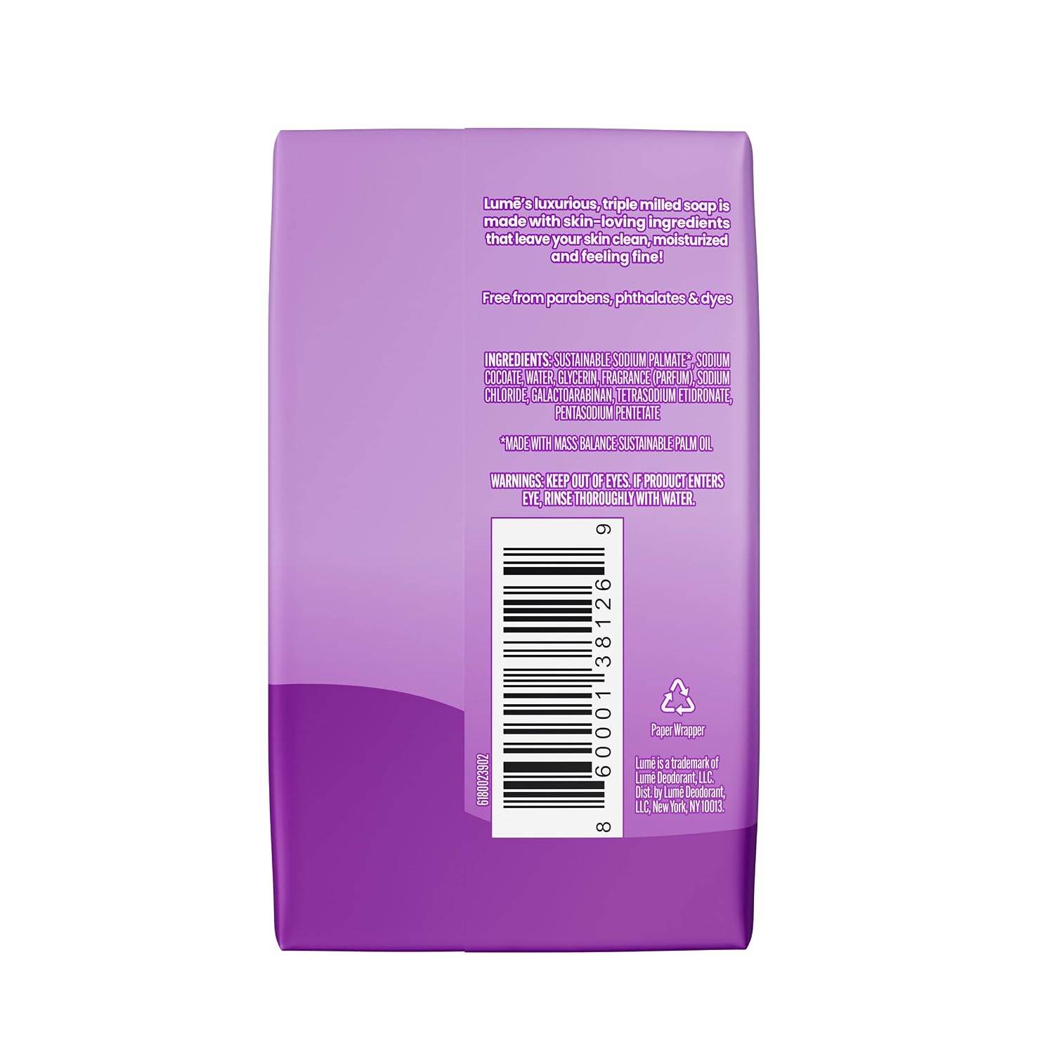 Lume Triple Milled Bar Soap - Rich Moisture & Gentle Cleansing - Paraben Free. Phthalate Free. Skin Safe - 5 ounce (Lavender Sage)