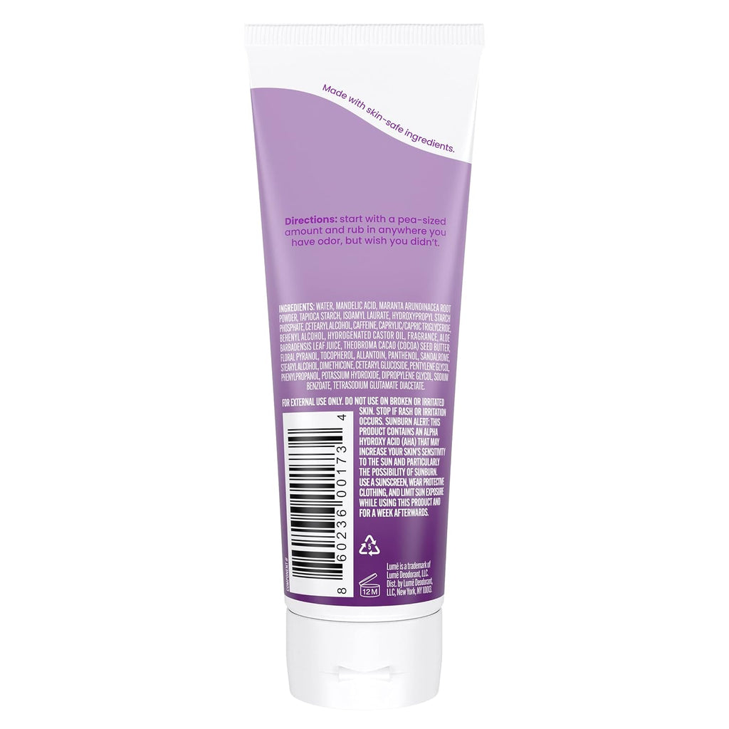 Lume Whole Body Deodorant - Invisible Cream Tube - 72 Hour Odor Control - Aluminum Free. Baking Soda Free. Skin Safe - 3.0 ounce (Lavender Sage)