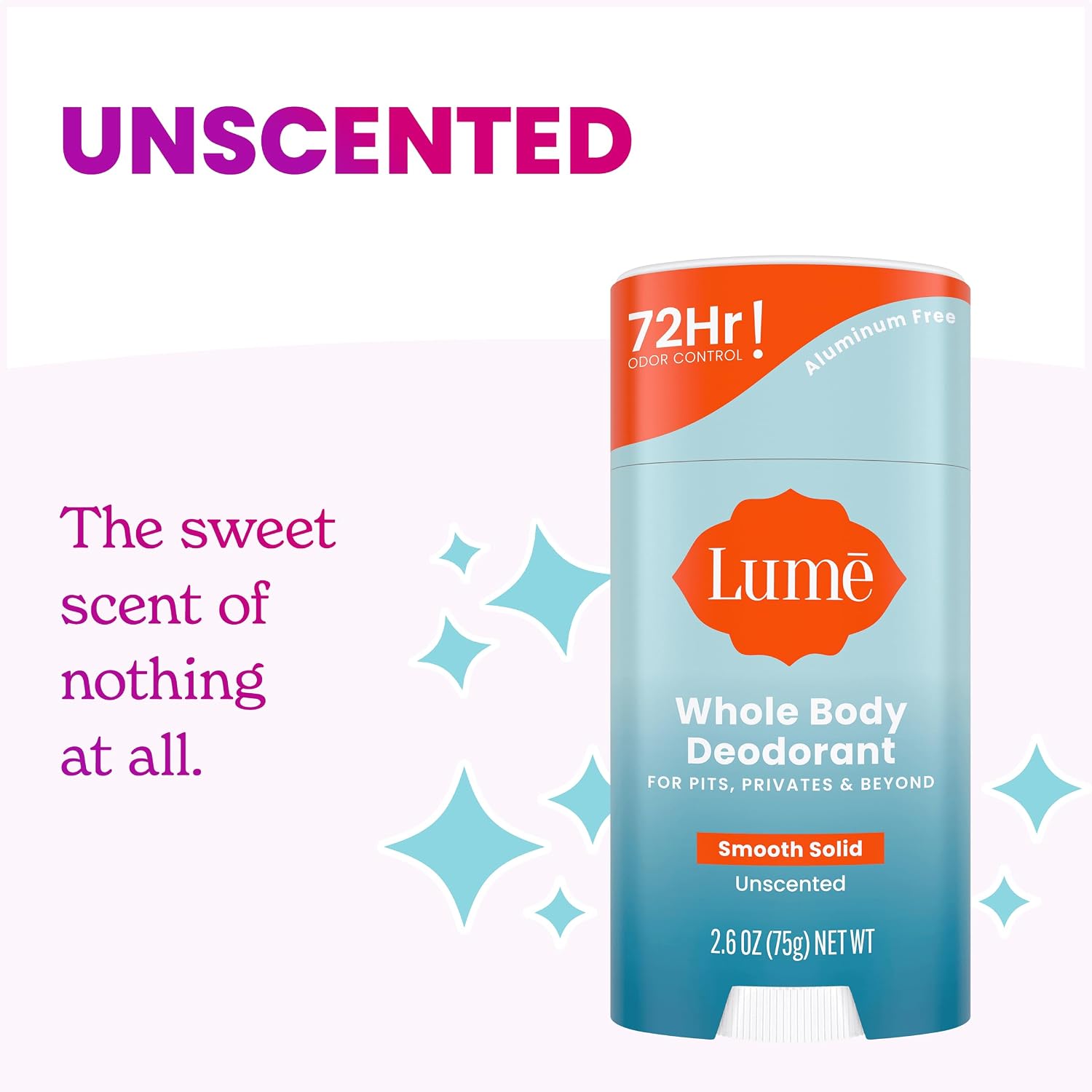 Lume Whole Body Deodorant - Smooth Solid Stick - 72 Hour Odor Control - Aluminum Free. Baking Soda Free and Skin Safe - 2.6 Ounce (Pack of 3) (Clean Tangerine. Lavender Sage. Unscented)