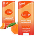 Lume Whole Body Deodorant - Smooth Solid Stick - 72 Hour Odor Control - Aluminum Free. Baking Soda Free and Skin Safe - 2.6 Ounce (Pack of 2) (Clean Tangerine)